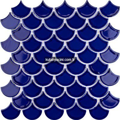 104-Porselen  Rölyefli Karo 5x5 Kobalt    Balık pulu 35x34 m2 8 adet